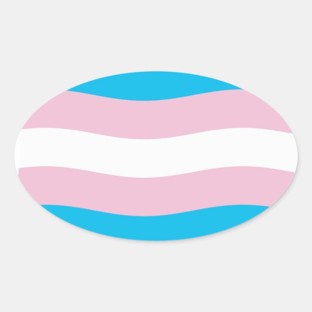Oval Adesivo da Bandeira do Orgulho Transgênero (Frente)