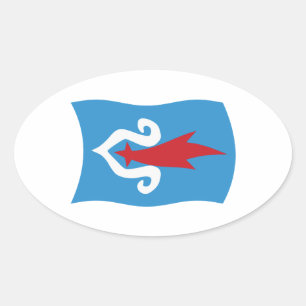 Oval Adesivo da Bandeira do Povo Ainu