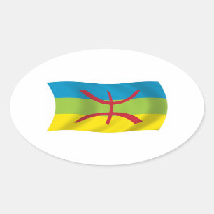 Oval Adesivo da Bandeira do Povo Berbere