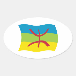 Oval Adesivo da Bandeira do Povo Berbere