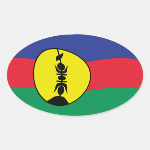 Oval Adesivo da Bandeira do Povo Kanak