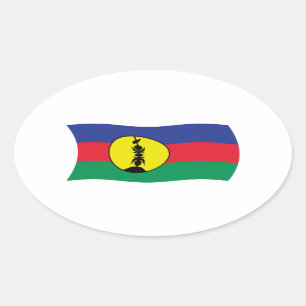 Oval Adesivo da Bandeira do Povo Kanak