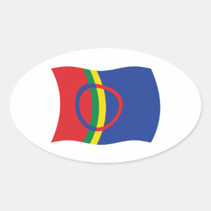 Oval Adesivo da Bandeira do Povo Sami