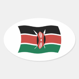 Oval Adesivo da Bandeira do Quênia