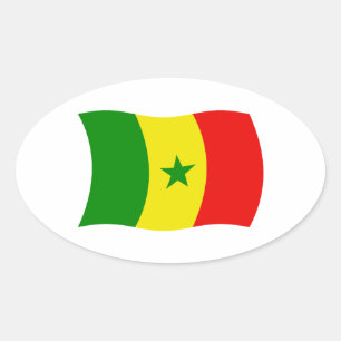 Oval Adesivo da Bandeira do Senegal