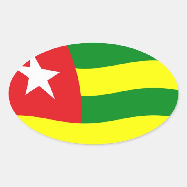 Oval Adesivo da Bandeira do Togo (Frente)