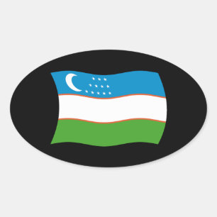 Oval Adesivo da Bandeira do Uzbequistão