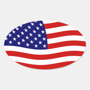 Oval Adesivo da Bandeira dos Estados Unidos da América