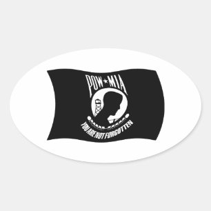 Oval Adesivo da Bandeira dos Prisioneiros de Guerra e D
