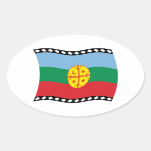 Oval Adesivo da Bandeira Mapuche