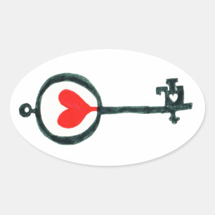 Oval Adesivo da tecla Heart