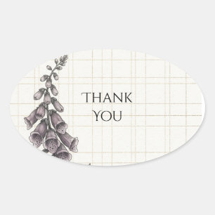 Oval Adesivo de Agradecimento de Casamento Purple Bellf