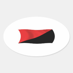 Oval Adesivo de Bandeira Anarco-Sindicalista