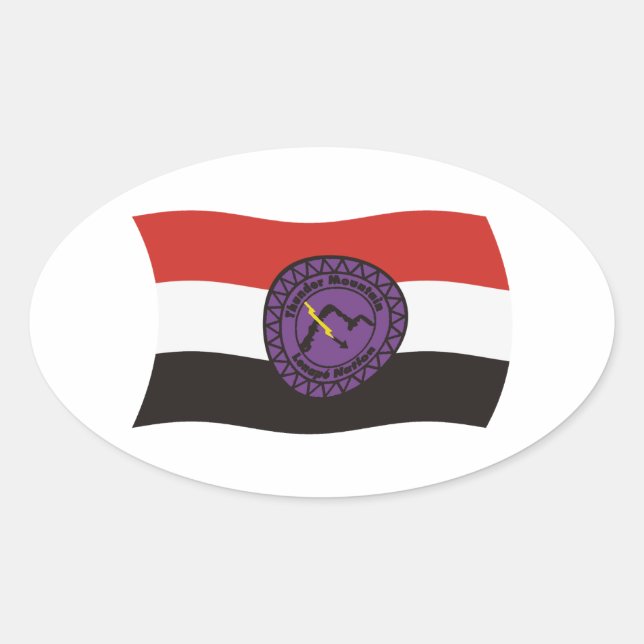 Oval Adesivo de bandeira da Nação Lenape de Thunder Mou (Frente)