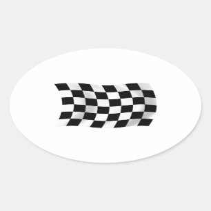 Oval Adesivo de Bandeira de Corrida Xadrez