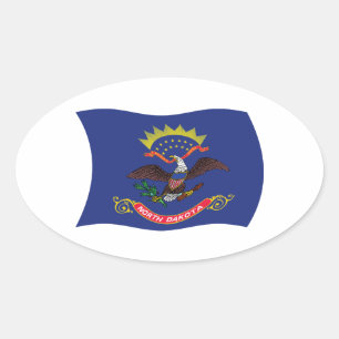 Oval Adesivo de bandeira de Dakota do Norte