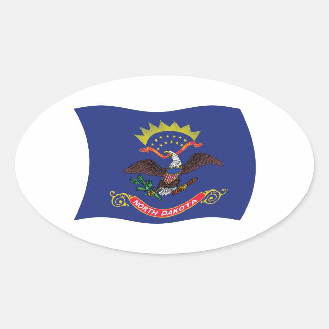 Oval Adesivo de bandeira de Dakota do Norte (Frente)