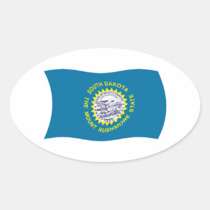 Oval Adesivo de bandeira de Dakota do Sul