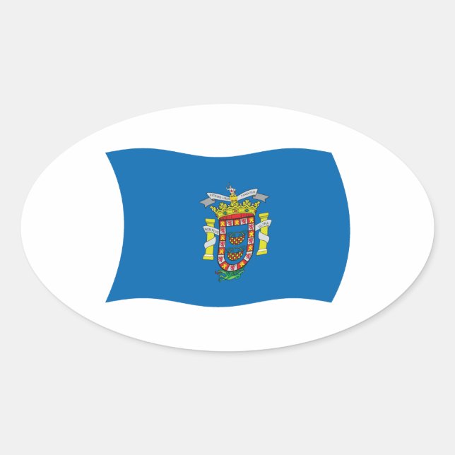Oval Adesivo de Bandeira de Melilla (Frente)
