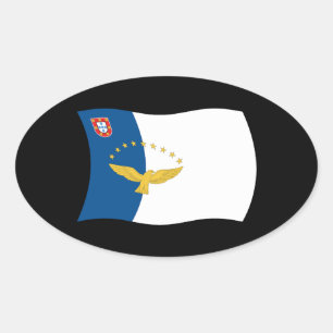 Oval Adesivo de Bandeira dos Açores