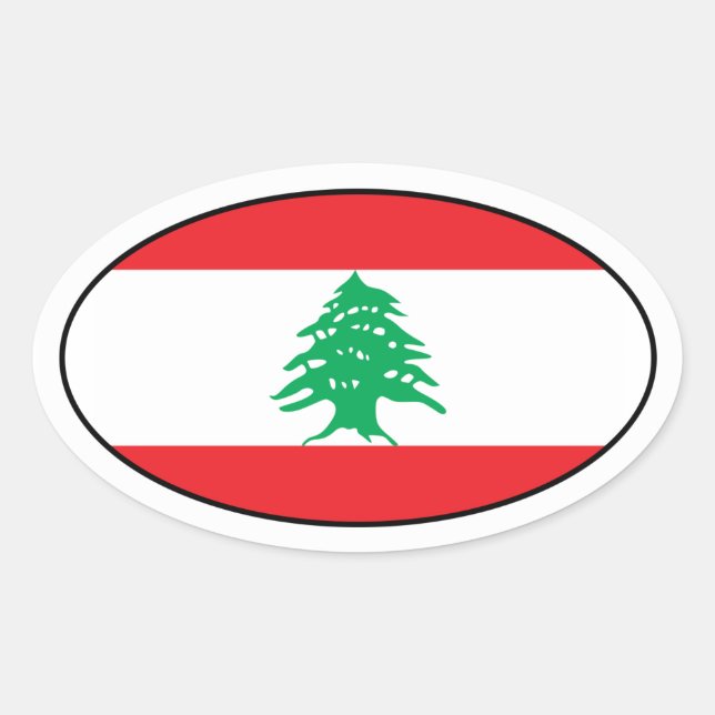 Oval Adesivo de bandeira libanesa (Frente)