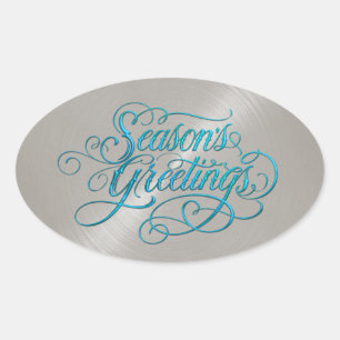 Oval Adesivo de Boas Festas Silver Sheen
