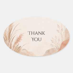 Oval Adesivo de casamento Boho Terracotta Grama das Pam