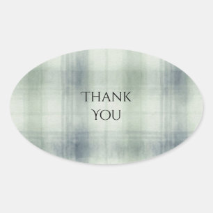 Oval Adesivo de casamento xadrez tartan verde salvia