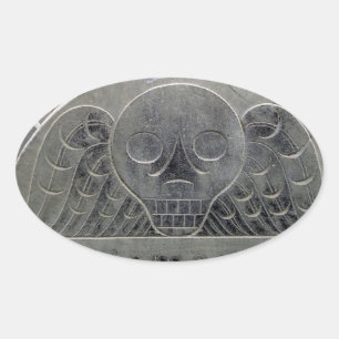 Oval adesivo de cemitério de morte alada