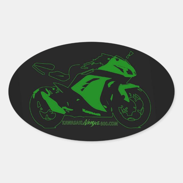Oval Adesivo de fórum de motocicletas verde e preto (Frente)