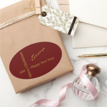 Adesivo de Natal Burgundy Dourado Elegante