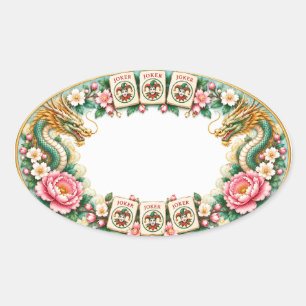 Oval Adesivo de Nome de Mahjong