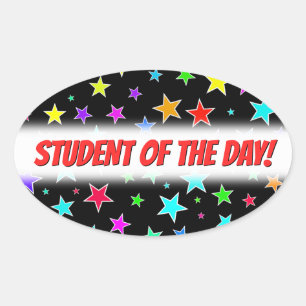 Oval Adesivo de padrão de estrelas coloridas