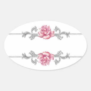 Oval Adesivo de Selo de Envelope Branco com Jóia Pratea