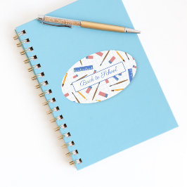 Oval Adesivo de Suprimentos Escolares