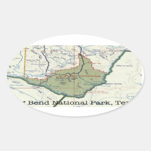 Oval Adesivo do mapa do Parque Nacional Big Bend