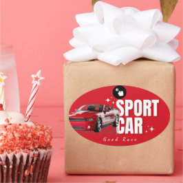 Oval adesivo geométrico moderno, rosa adesivo verde