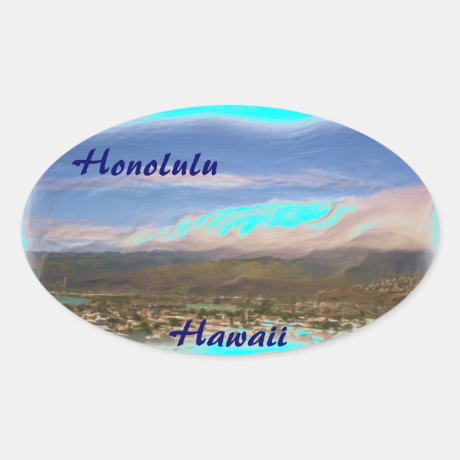Oval adesivo Honolulu Hawaii (Frente)