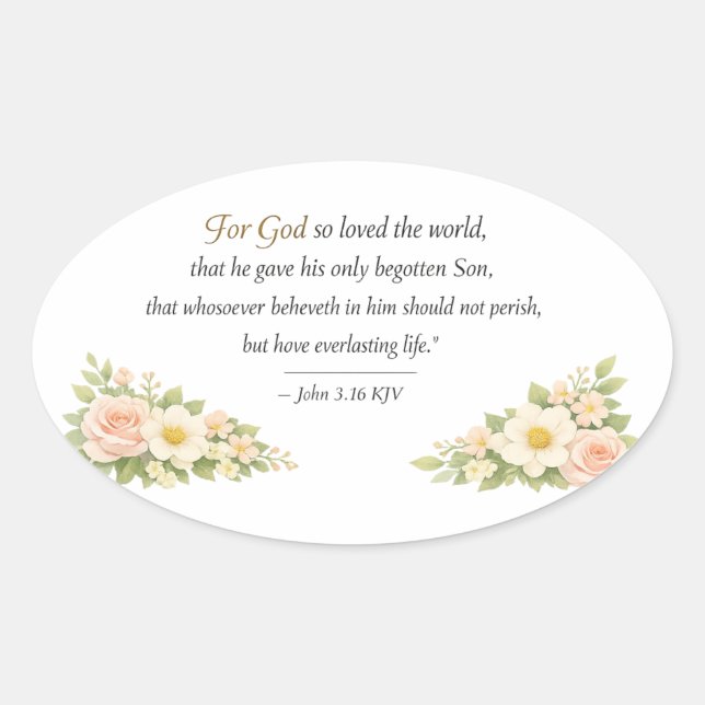 Oval Adesivo John 3:16 KJV • (Frente)