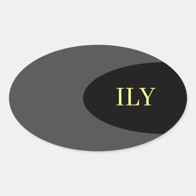 Oval Adesivo Preto e Cinza "Eu Te Amo" (Frente)