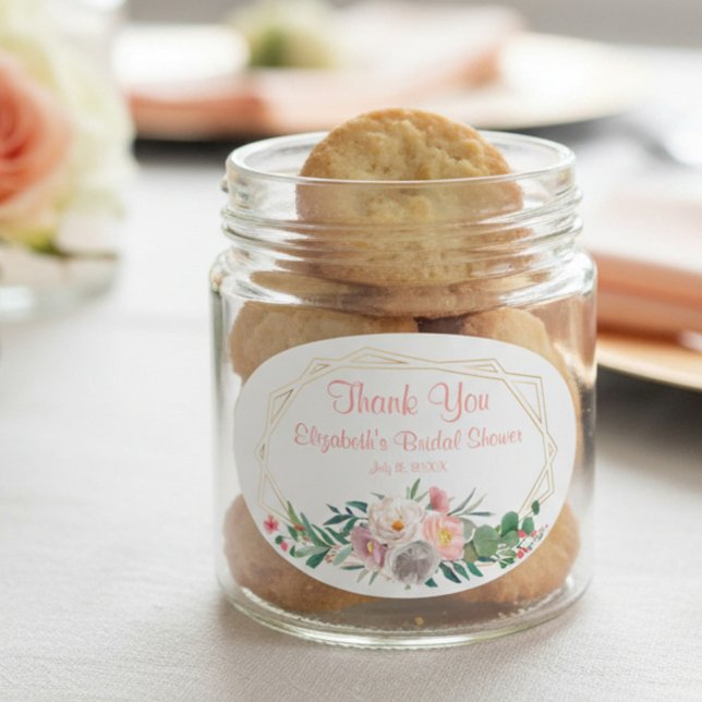 Oval Adesivo Quadrado de Chuva de Noiva Coral Elegante (Criador carregado)