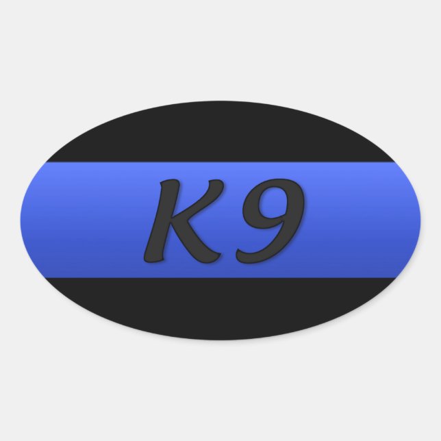 Oval Adesivo Retangular K9 da Polícia de Linha Azul Fin (Frente)