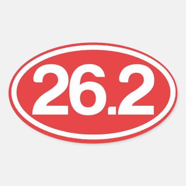 Oval Adesivo vermelho 26.2 (Cheio Marathon Sticker) (Frente)