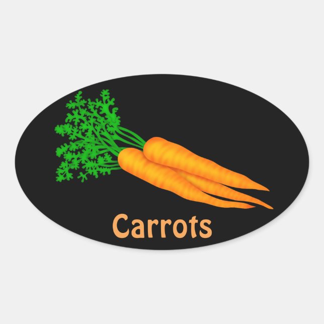 Oval Cartoon Carrots comida adesivo de diversão (Frente)
