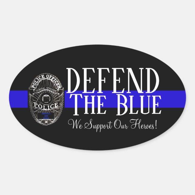 OVAL DEFENDA A POLÍCIA AZUL SUPORTE ADESIVO PARA PARA-C (Frente)