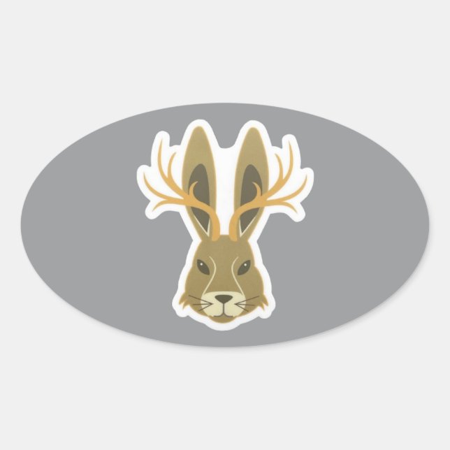 Oval Jackalope, Adesivo de Vinil (Frente)