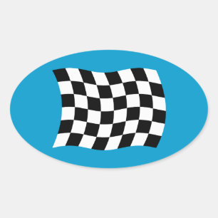 Oval O Adesivo da Bandeira Xadrez