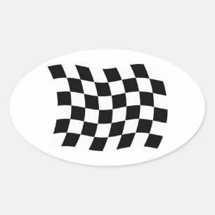 Oval O Adesivo da Bandeira Xadrez