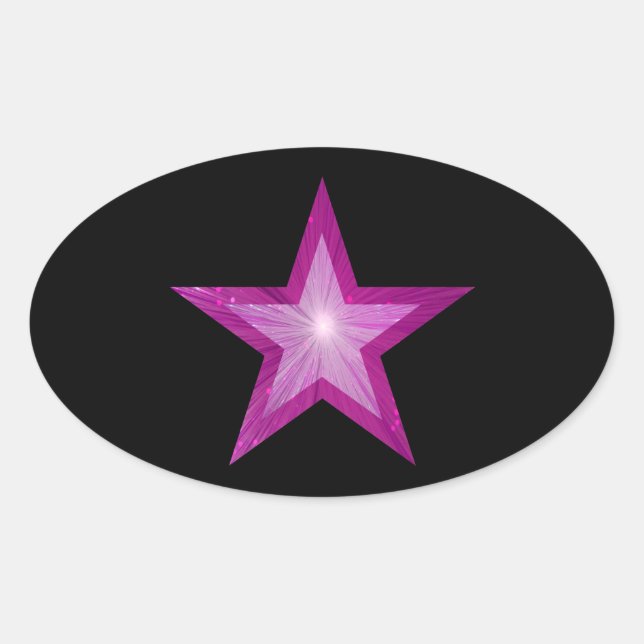 Oval Pink Star adesivo preto-e-branco (Frente)