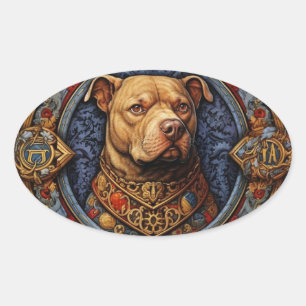 Oval Pitbull " Pittie " Adesivo Heráldico Medieval